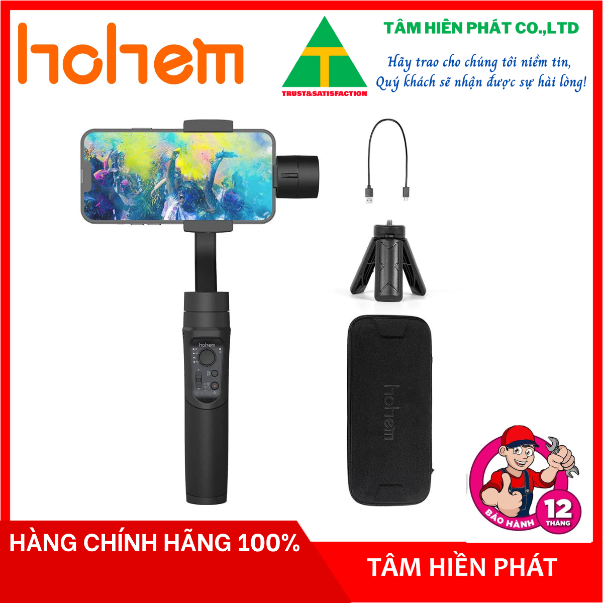 Hohem iSteady Mobile Plus - Tay Cầm Gimbal Chống Rung Dành Riêng Cho Điện Thoại Smartphone, Nhận Diện Khuôn Mặt, Theo Dõi Chuyển Động, Hoạt Động 12 Giờ - Hàng chính hãng - Bảo hành 12 tháng