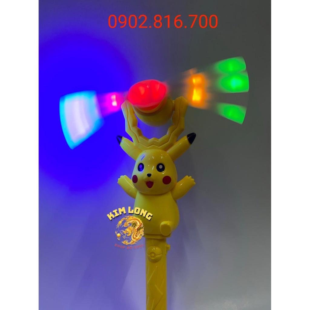 Đồ chơi trung thu cây chong chóng xoay đèn led phát sáng có nhạc hình Pikachu Siêu nhân nhện Milion Thiên nga Cá heo