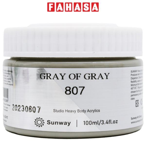 Tuýp Màu Vẽ Acrylic 100 ml - Sunway No.807 - Gray of Gray