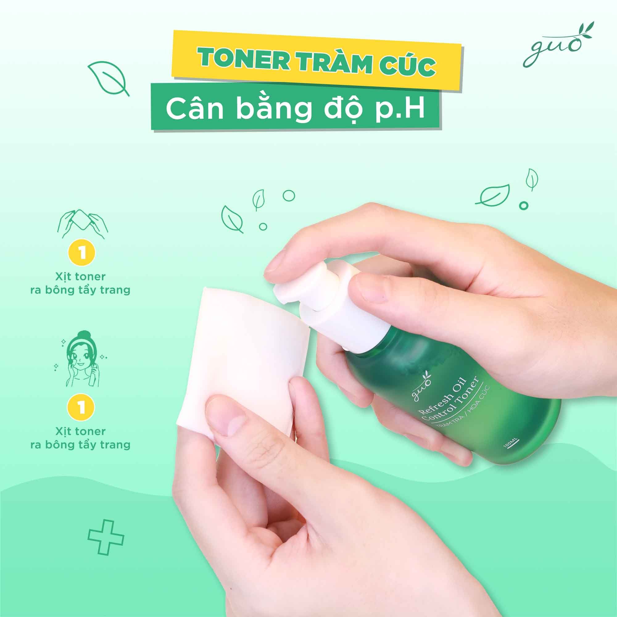 Bộ đôi Toner kiềm dầu thoáng da cả ngày-100% cấp HA căng da ngừa mụn-Toner Cân Bằng GUO(2chai*100ml)