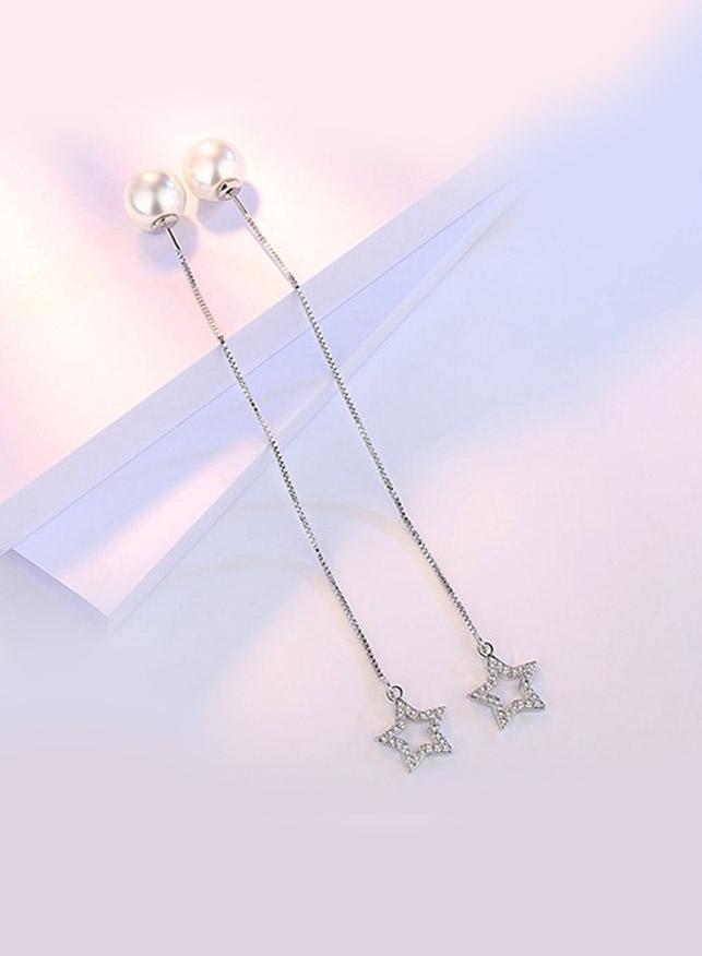 Bông tai ngọc trai dài đá zircon BHBT80