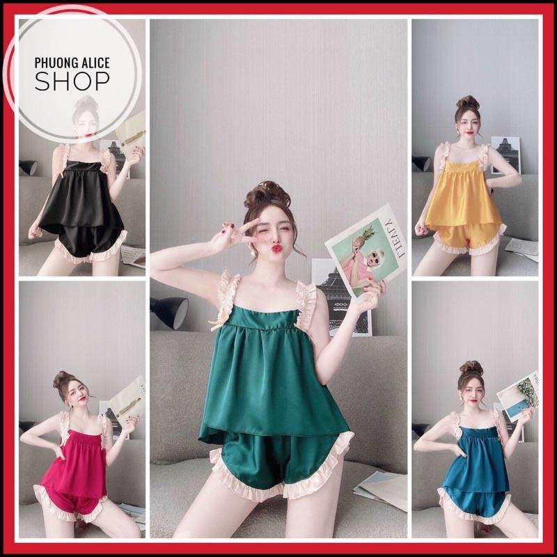 Đồ ngủ 2 dây, đồ ngủ dễ thương, đồ bộ đùi nữ đồ mặc nhà dây bèo ảnh thật- Phuongaliceshop