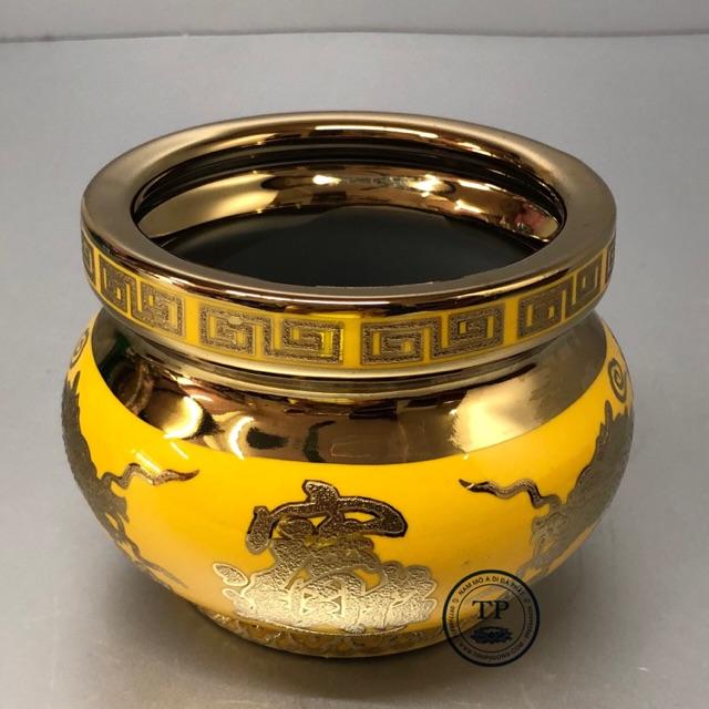 Bát nhang bằng sứ nhũ kimsa vàng Kim mẫu lựu tròn HAN1822