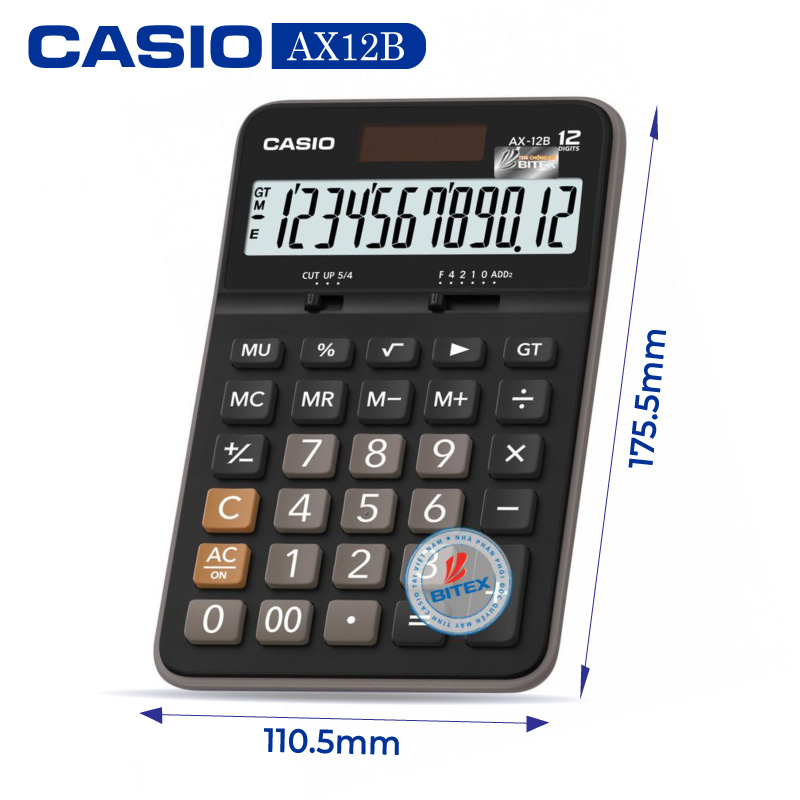 Máy tính Casio AX-12B, Bảo hành 7 năm - Hàng chính hãng Bitex