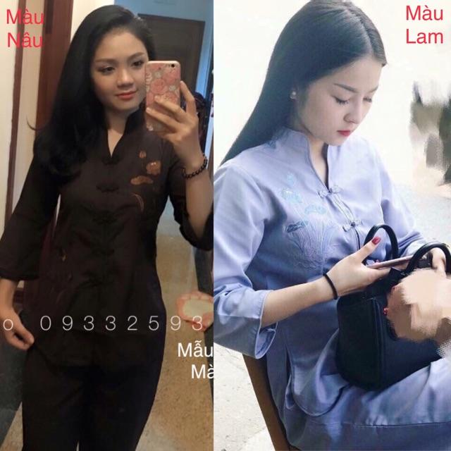 Đồ Lam Đi Chùa # Cổ Tàu Không Viền # Đồ Bộ Nữ # Quần Áo Nữ