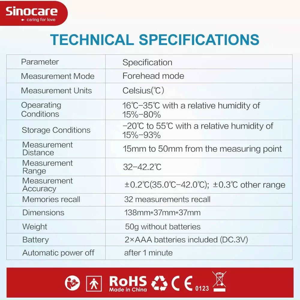 Nhiệt Kế Hồng Ngoại Đo Trán Chính Hãng Sinocare