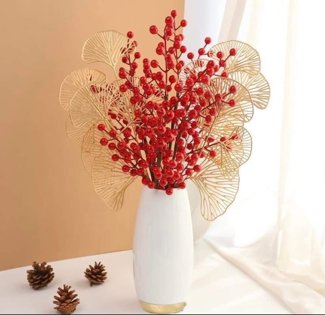 Cành Đào Đông URSPACE Đỏ giả cao cấp, trang trí nhà cửa, văn phòng, decor