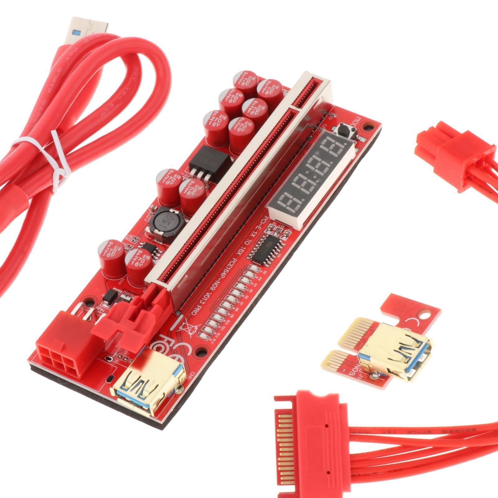 PCIe Riser 1x-16x USB 3.0 Cable Coin  PCIe Express 6Pin for Win7