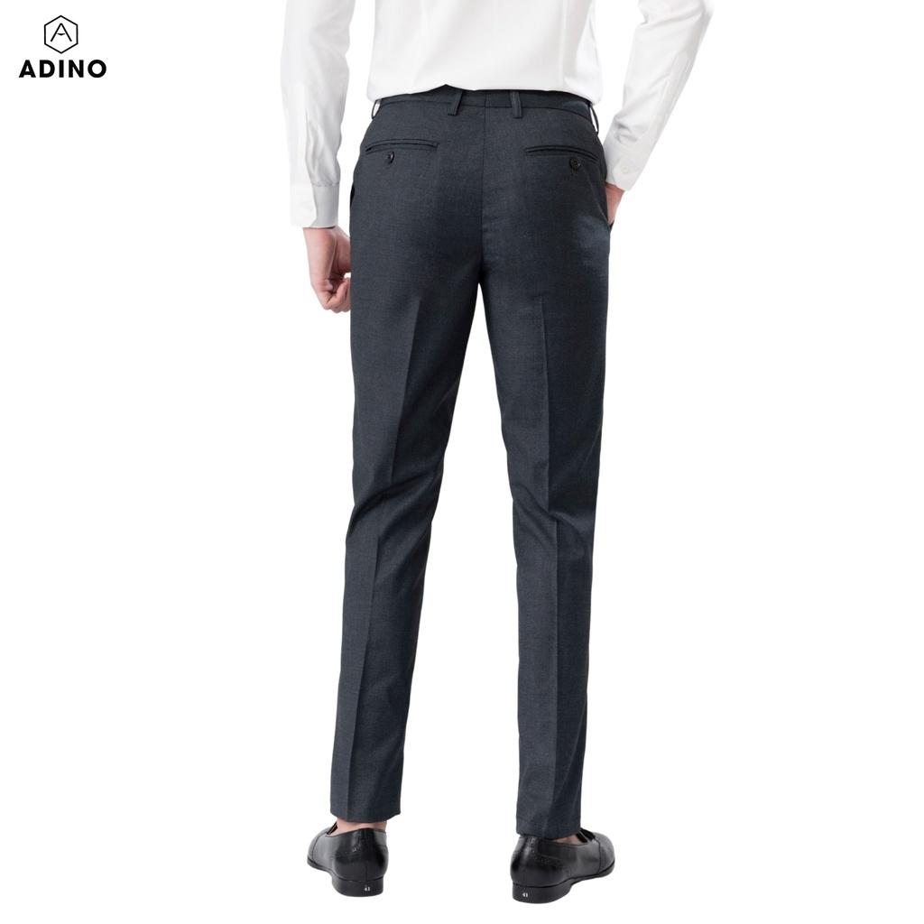 Quần âu nam màu ghi đậm ADINO vải cotton dày không bai không xù dáng công sở ống đứng hơi côn QA117