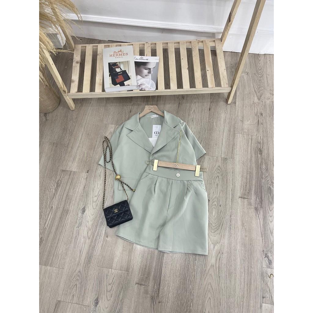 Áo Blazer - Vest Cộc Tay Dáng Rộng Chất Mát áo blazer tay ngắn phong cách Hàn Quốc sang chảnh cực phẩm sét vest xanh