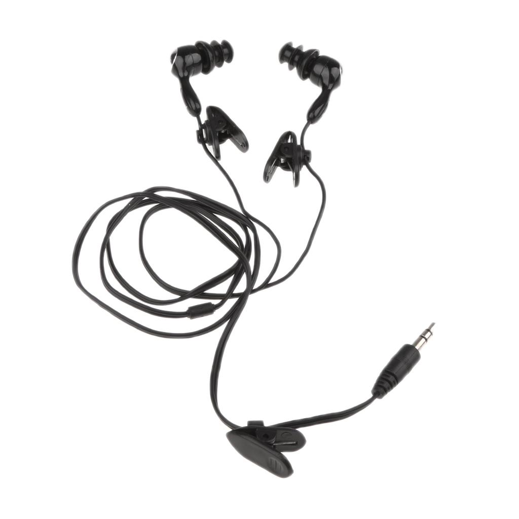 2X 3.5mm Waterproof Earphone Headphone Stereo Swimming for MP3 Radio iPod Black