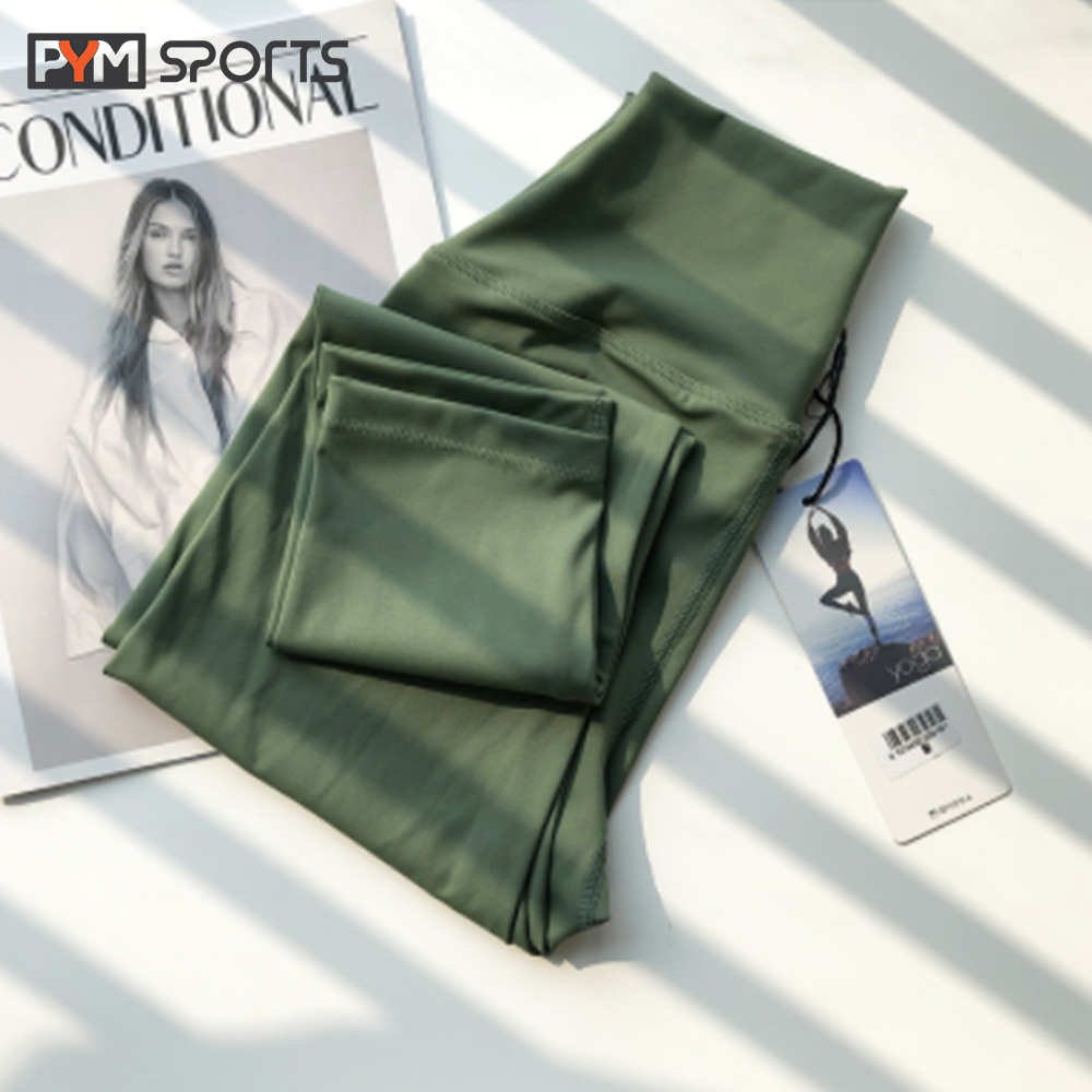Quần legging dáng lửng trơn tập Yoga - Gym PYMSPORT - PYML045 nâng mông, lưng cạp cao