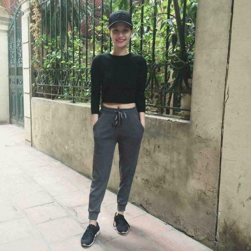 Quần JOGGER nữ - Ghi nhạt,Size Xl (55-60kg)
