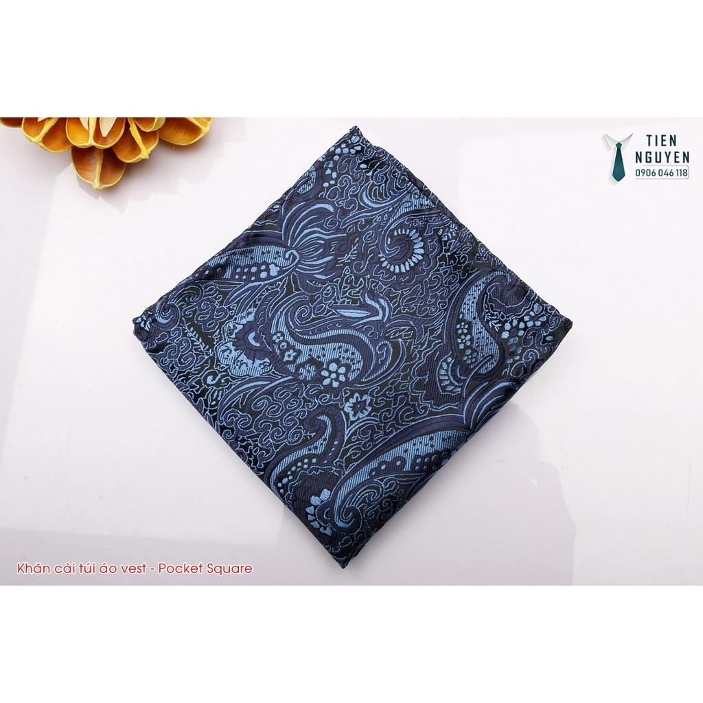 Khăn Cài Túi Áo Vest - Pocket Square - Phụ Kiện Cài Áo Xanh họa tiết retro