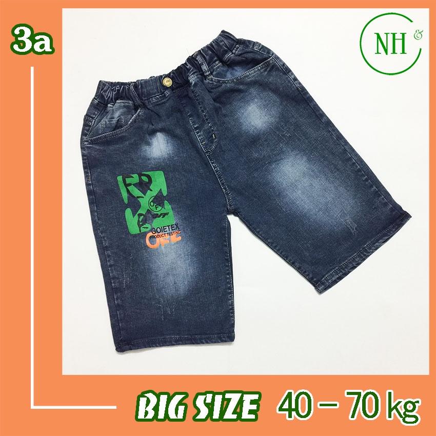Quần short jean bé trai từ 30kg đến gần 40kg, quần cho bé lưng thun, jean co giãn - NH KIDS SHOP