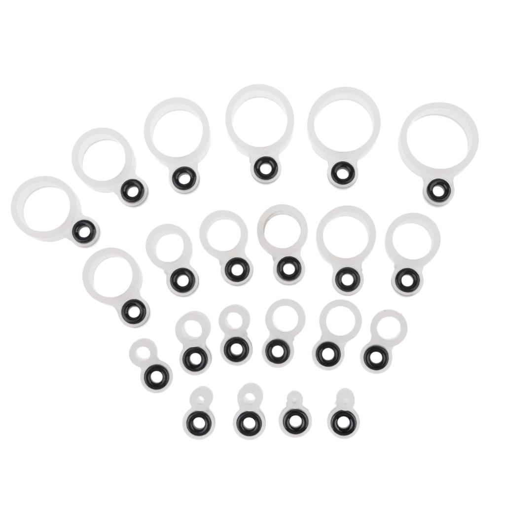 22Pcs Silicone and Ceramic Fishing Rod Guides Repair Kit Rod Tip Eye Rings