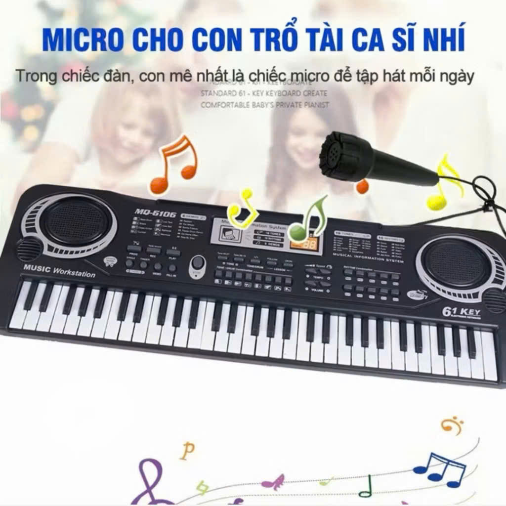 Đàn Điện Tử 61 Phím Kèm Mic Cho Bé Quà Tặng Giáo Dục Cho Trẻ - HÀNG CHÍNH HÃNG MINIIN