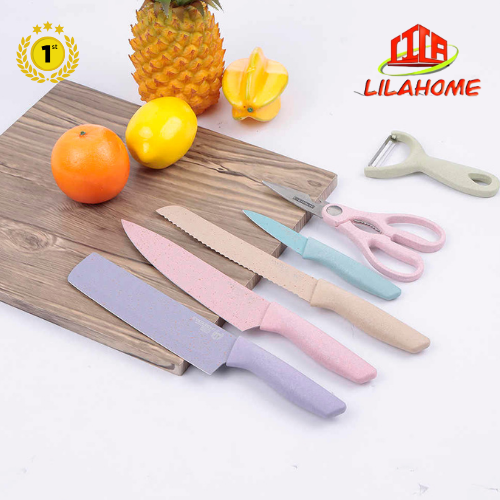 Bộ Dao Nhà Bếp Lúa Mạch LILAHOME 6 Món Cao Cấp Fullbox - Hàng Chính Hãng