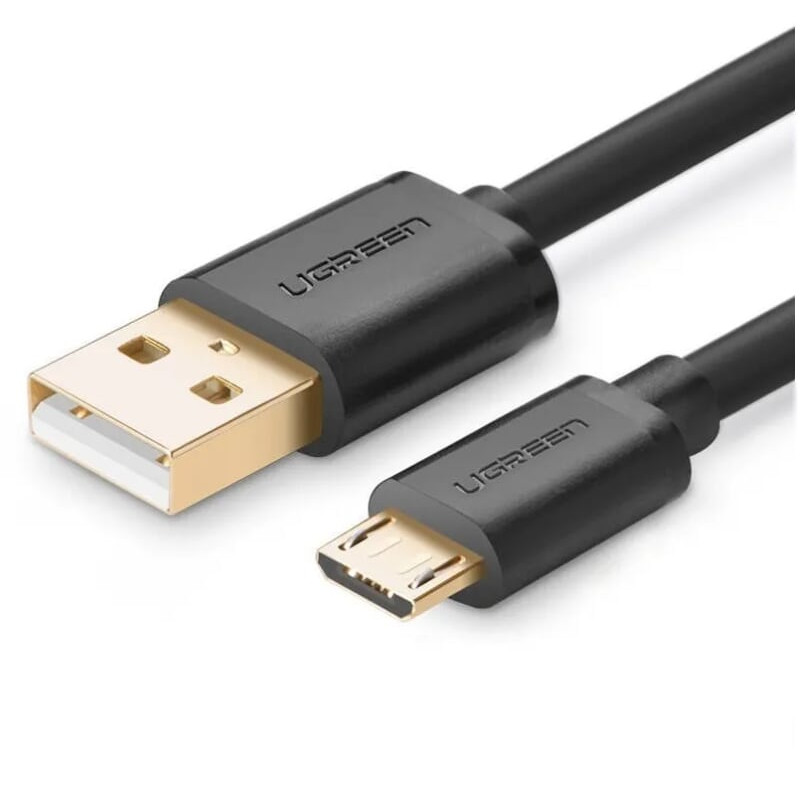 Cáp Sạc Micro Usb Sang Cổng Usb Đầu Mạ Vàng 24K Dài 0.5M Màu Đen Ugreen Us12510835 Hàng Chính Hãng