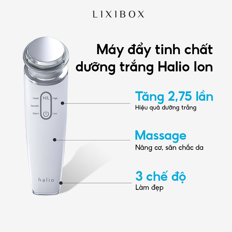 Máy Đẩy Tinh Chất Dưỡng Trắng Halio Ion Cleansing &amp; Moisturizing Beauty Device