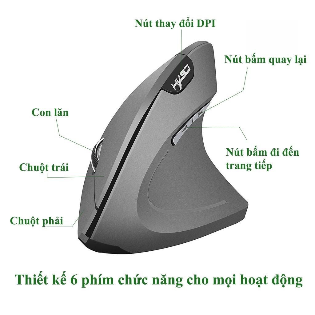 Chuột không dây kiểu đứng HXSJ T24 wireless USB 2.4GHz công thái học chống mỏi tay chuyên dùng cho pc laptop - Hàng Chính Hãng