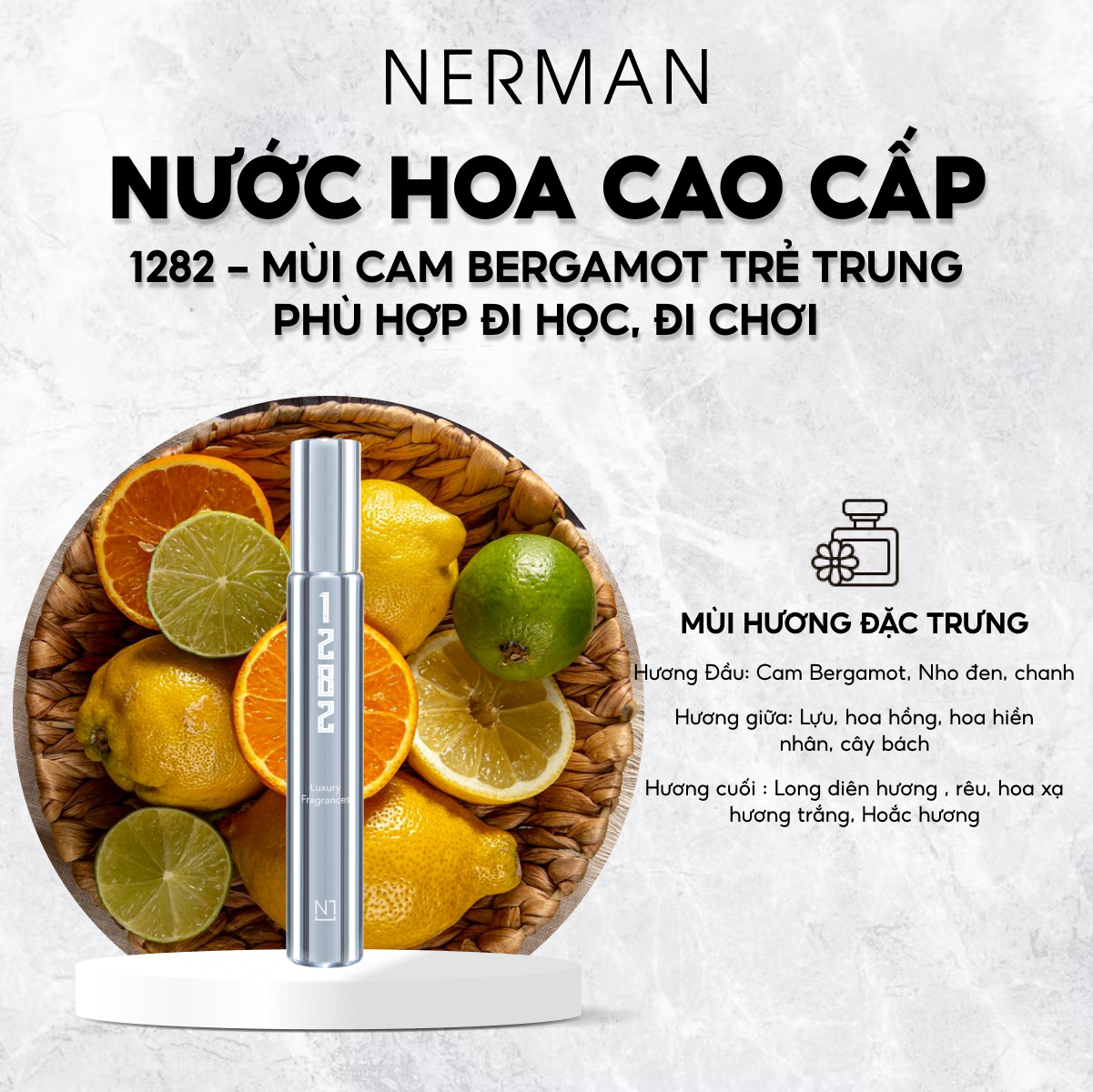 Nước hoa nam chính hãng Nerman – hương thơm nhẹ nhàng, tinh tế thu hút nữ giới, phù hợp đi hẹn hò, đi chơi, đi làm lưu hương tới 8h 10ml – Bộ 3 chai Version 1