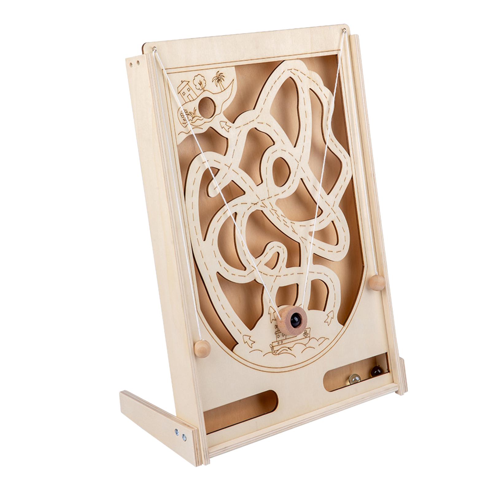 Labyrinth Wooden Maze Game with Three Marbles, 3D Puzzle Game Traditional Board Game for Adults, Boys and Girls