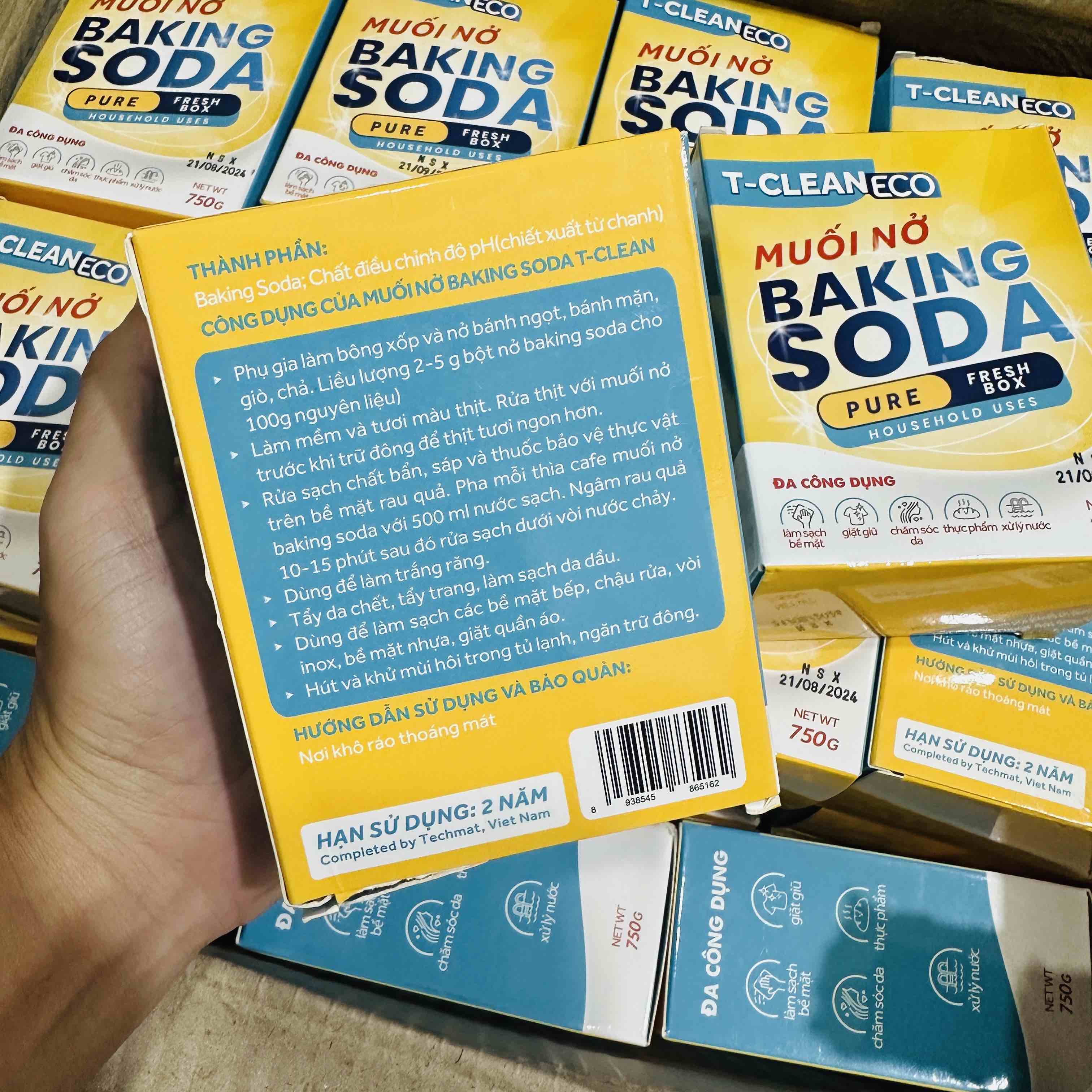 Baking Soda T-Clean 750g - Đa Công Dụng - Rửa Rau Quả - Thực Phẩm - Khử Mùi - Thông Cống - Làm Mềm