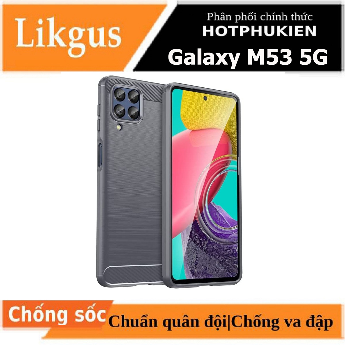 Ốp lưng chống sốc cho Samsung Galaxy M53 5G hiệu Likgus vân kim loại , chống sốc chuẩn quân đội, chống va đập - hàng nhập khẩu