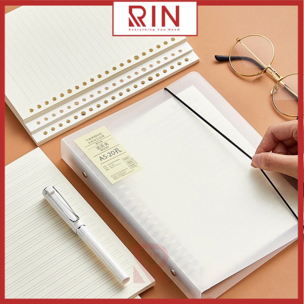 Bìa sổ tay bìa nhựa / Bìa gáy còng có thể thay lõi, ruột sổ nhiều size A5-B5-A4