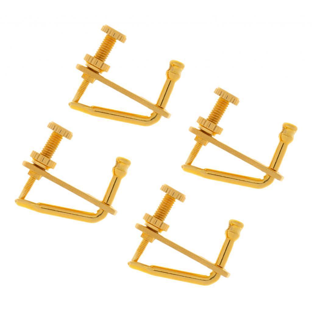 4 Pieces Golden Plated Violin String Fine Tuner Adjuster Part for 4/4 3/4 Violin