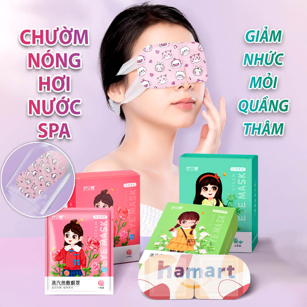 Hộp 5 Mặt Nạ Mắt Nóng Xông Hơi Nước Tinh Dầu Ngải Cứu Spa Chườm Ấm Mắt Ngủ Ngon Giảm Khô Nhức Mỏi Quầng Thâm