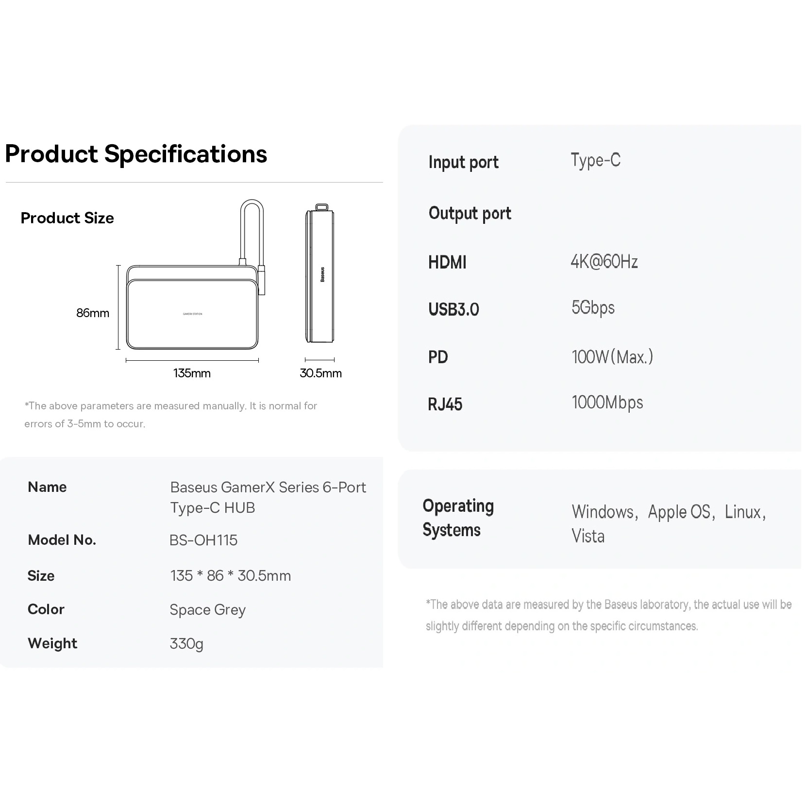 Hub C đa năng mở rộng cổng Macbook và laptop type C ra 7 cổng Baseus GamerX Bs-OH116 _ Hàng chính hãng