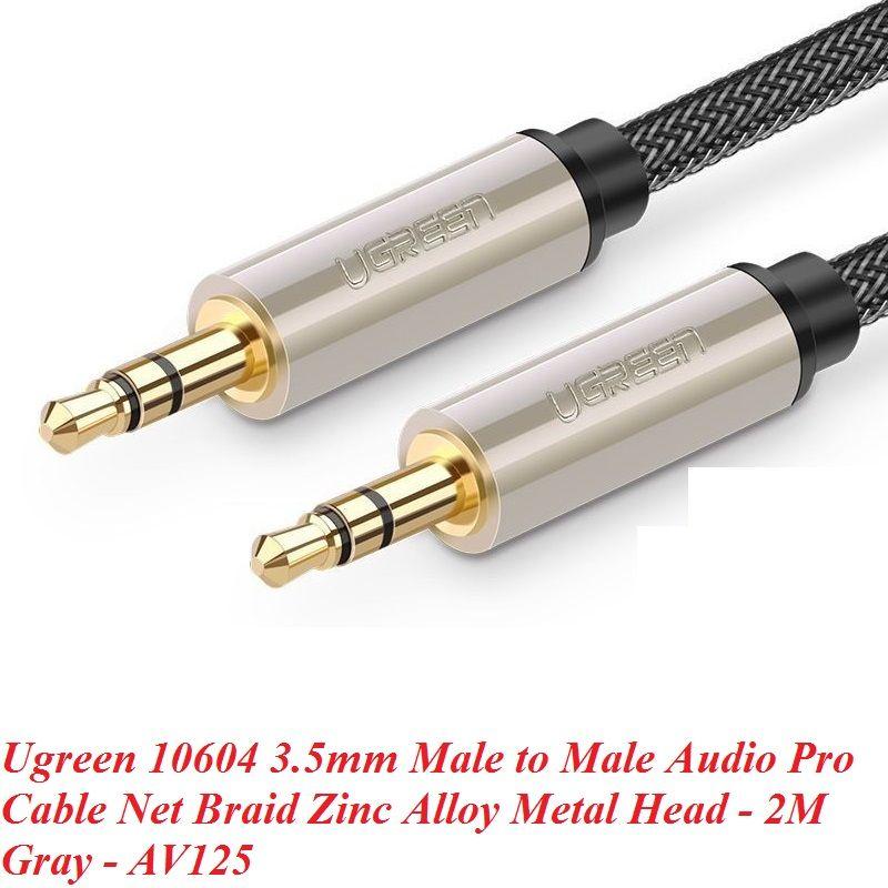 Ugreen UG10604AV125TK 2M màu xám đen cáp 3.5mm Pro audio đầu kim loại dây dù bọc chống nhiễu - HÀNG CHÍNH HÃNG