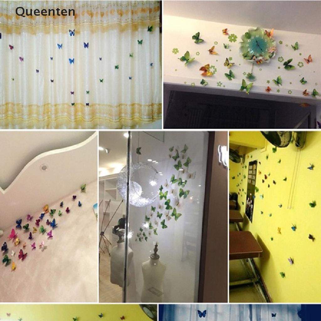 Queenten 12X 3D Butterfly Wall Sticker Removable Decals Kids Nursery Wedding Decor Mural QT