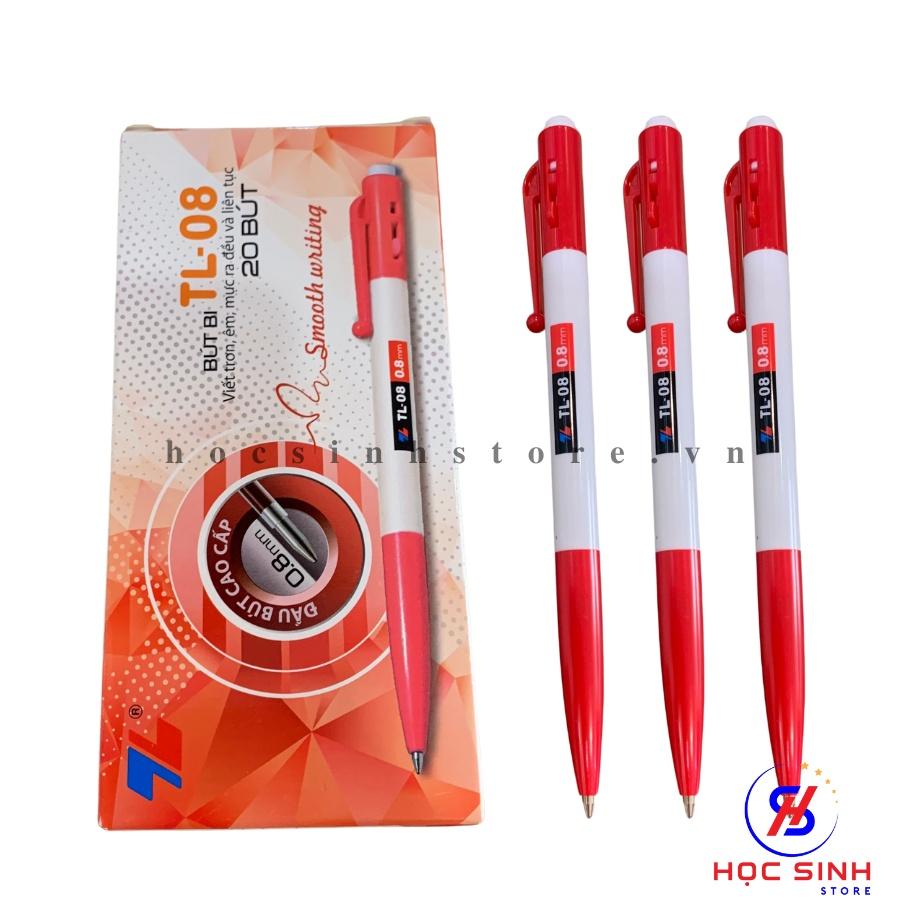 Hộp 20 cây Bút Bi Thiên Long ngòi 0.8mm TL-08 ( Xanh, đỏ, đen