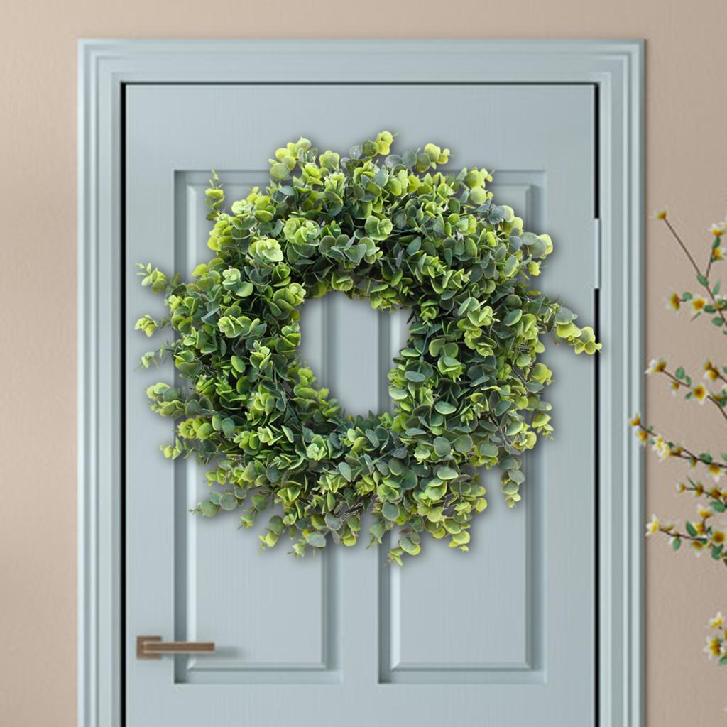 Artificial Wreath Fake Eucalyptus Leaf Front Door Hanging Green