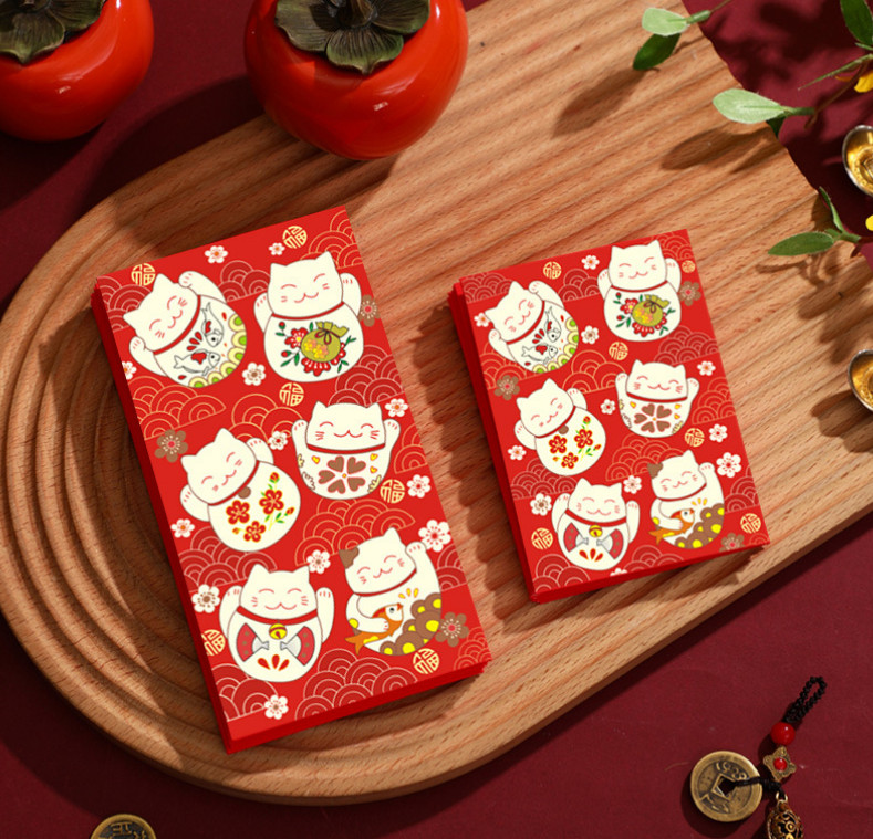 Set 10 Bao lì xì Mèo May Mắn Mèo Thần Tài