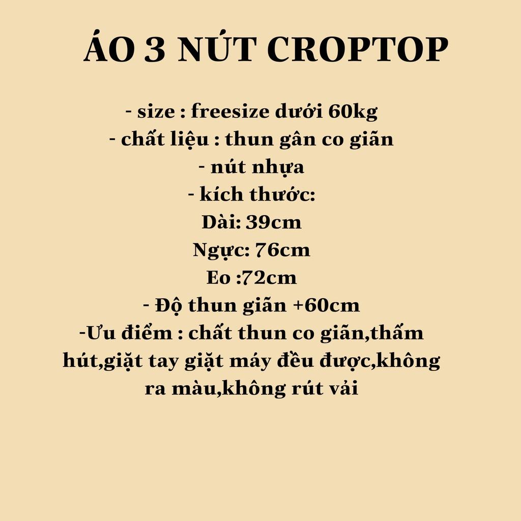 Áo Croptop Tay Ngắn Cổ V Phối Nút