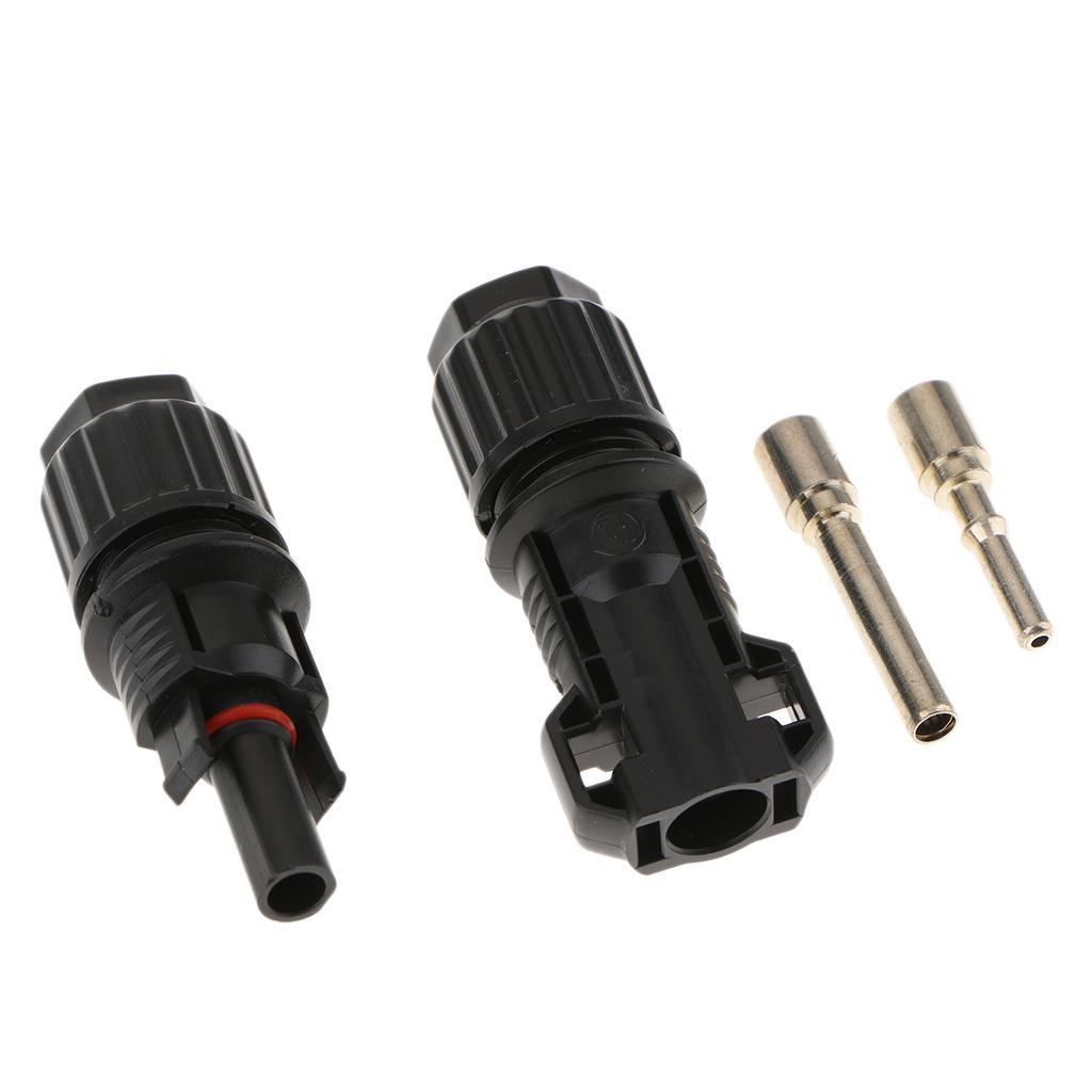 Solar Panel Cable Connectors Male/Female Adapters Black