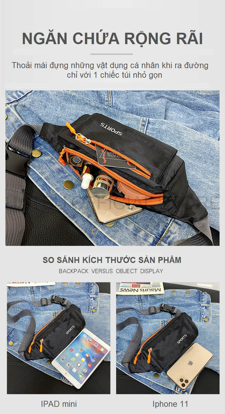 Túi đeo chéo Unisex sắc màu thời trang Hatsu SM06 Unisex Sport Mini Bag | Túi Mini đa năng vừa là túi bao tử, Túi đựng điện thoại chạy bộ, Đạp xe