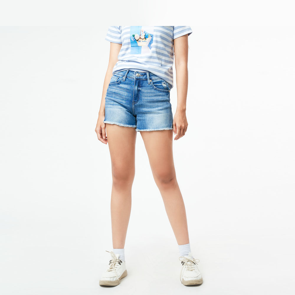 Ninomaxx Quần short Jean Nữ chất cotton pha spandex 2202016