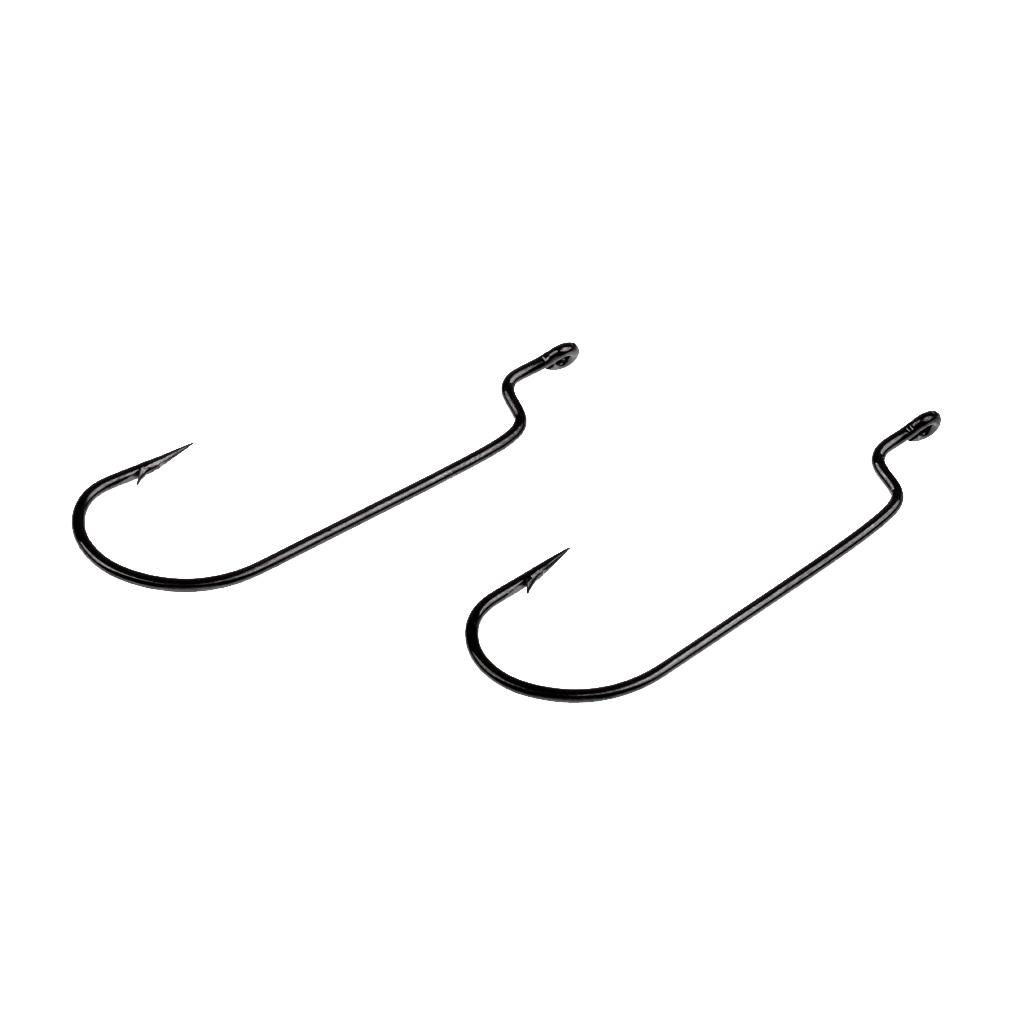 100x Carbon Steel Worm Fishing Hooks Barbed Fishhook Jig Big Fishing Hook
