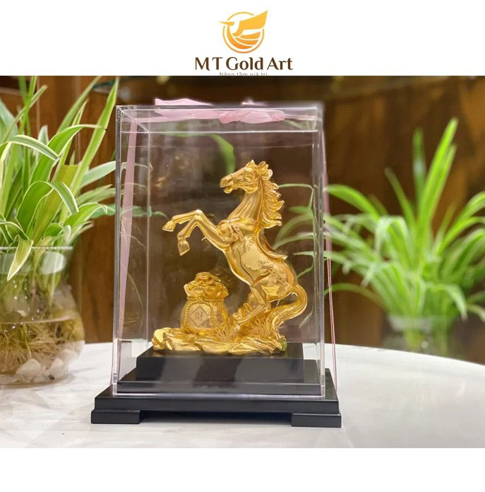 Tượng ngựa dát vàng 24k(22x17x14cm) MT Gold Art- Hàng chính hãng, trang trí nhà cửa, phòng làm việc, quà tặng sếp, đối tác, khách hàng, tân gia, khai trương