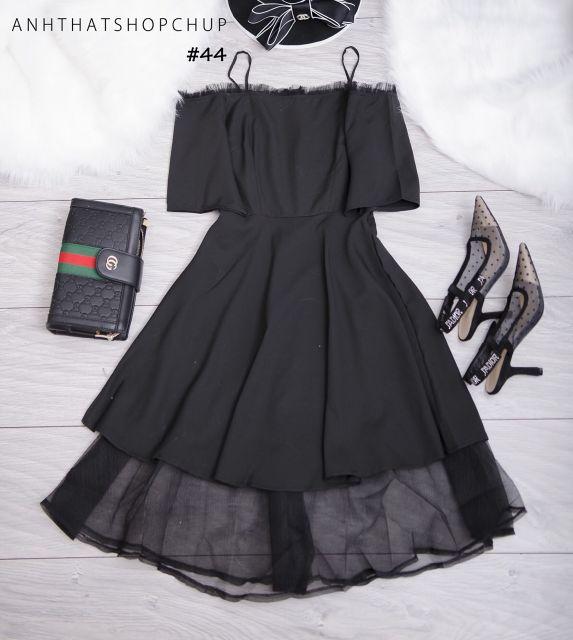 Đầm trễ vai phối lưới