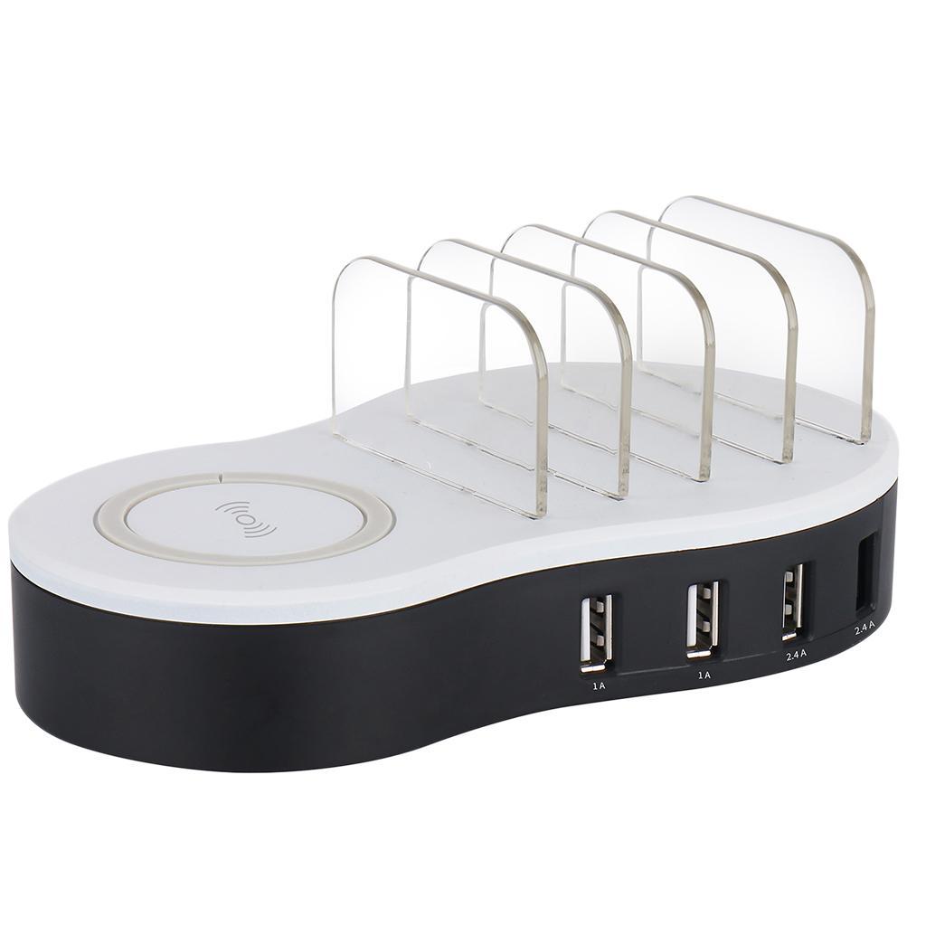 Wireless Quick Charging Station Dock 4 Ports USB W/ Mushroom Light US