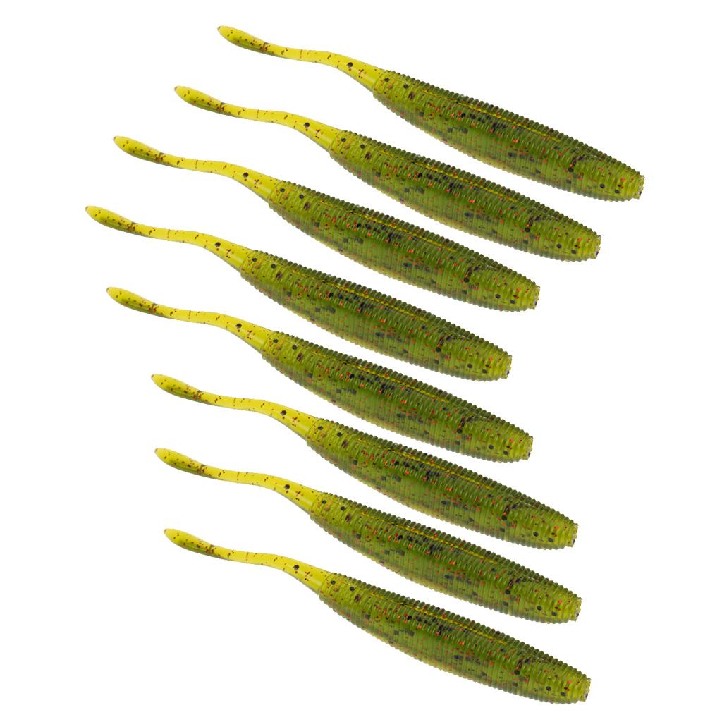 Lot 8 Piece 90mm PVC Soft Worm Bass Lures Bait Swimbait Fishing Tackle Lure Saltwater Freshwater 4.5g