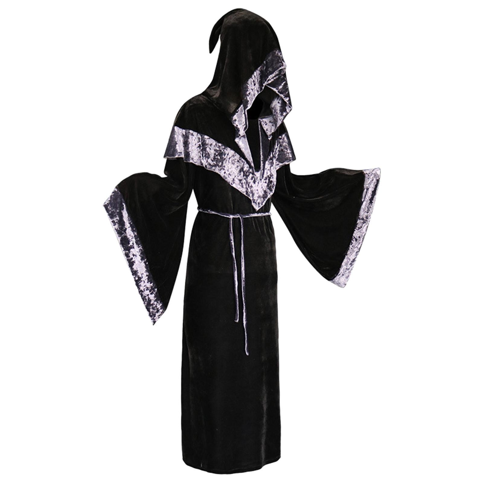 Black Hooded Cape, Halloween Hooded Cloak Long Black Cape Hooded Cloak for Men Women Halloween Christmas Witch Vampires Costume Cosplay Party