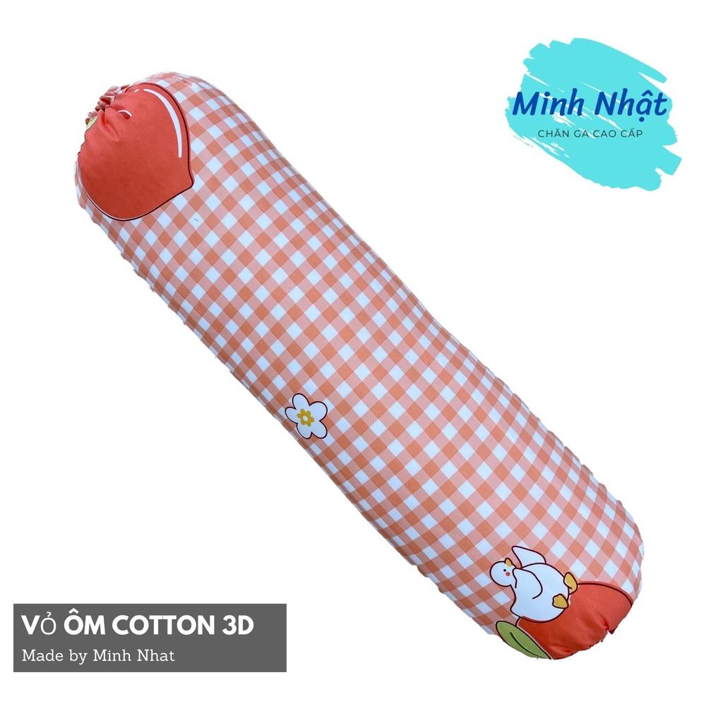 Vỏ gối ôm Cotton 3D Minh Nhật kích thước 35x100cm