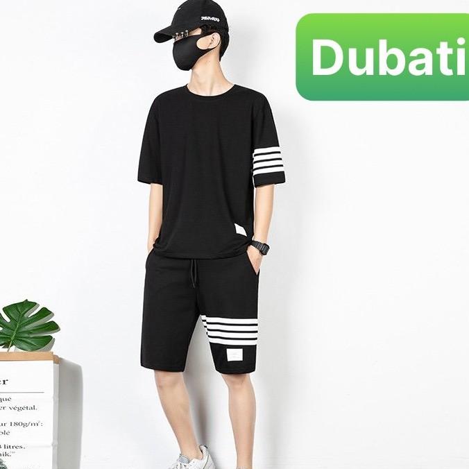 BỘ THỂ THAO NAM, ĐỒ BỘ THỂ THAO CAO CẤP PHỐI SỌC, 3 SỌC CHẤT THUN CO GIÃN - DUBATI FASHION